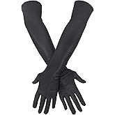BlingKingdom Long Opera Party Gloves Satin Stretchy Elbow Length Gloves for Wedding Evening Prom