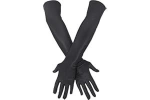 Qancekoo Long Satin Gloves Evening Opera Stretchy Elbow Length Gloves for Wedding Prom