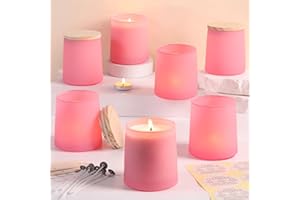 DARJEN 12 Pack Matte Pink Candle Jars for Making Candles- 9 OZ Empty Glass Candle Making Jars with Making Kits, Candle Making Supplies Candle Containers for Home DIY & GIFS