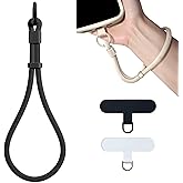 KIMAGIC Dopamine Minimalist Wrist Strap Phone Lanyard, Anti-Drop, Includes 2 Types of Phone Tabs (Clear & Matching Nylon) (02 Classic Black)
