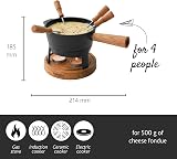 Boska Fondue Set Pro S 700 ml Cheese Tea Light Forks Cast Iron Oak Base view 3