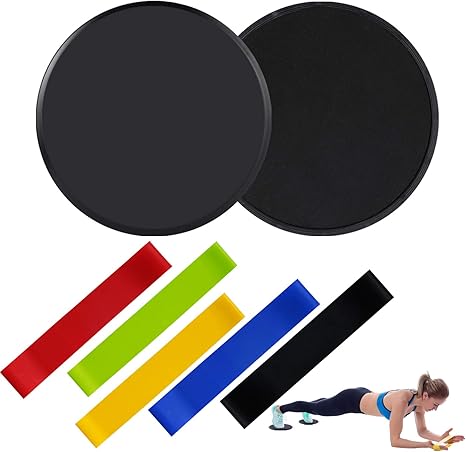 Virrotu 5 Bandas Elasticas Fitness con 2 Discos Deslizantes,Set de ...