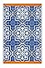 Fab Habitat Outdoor Rug - Waterproof, Fade Resistant, Crease-Free - Premium Recycled Plastic - Spanish Tile Farmhouse - Large Patio, Deck, Sunroom, Camping, RV - Puebla - Blue - 6 x 9 ft