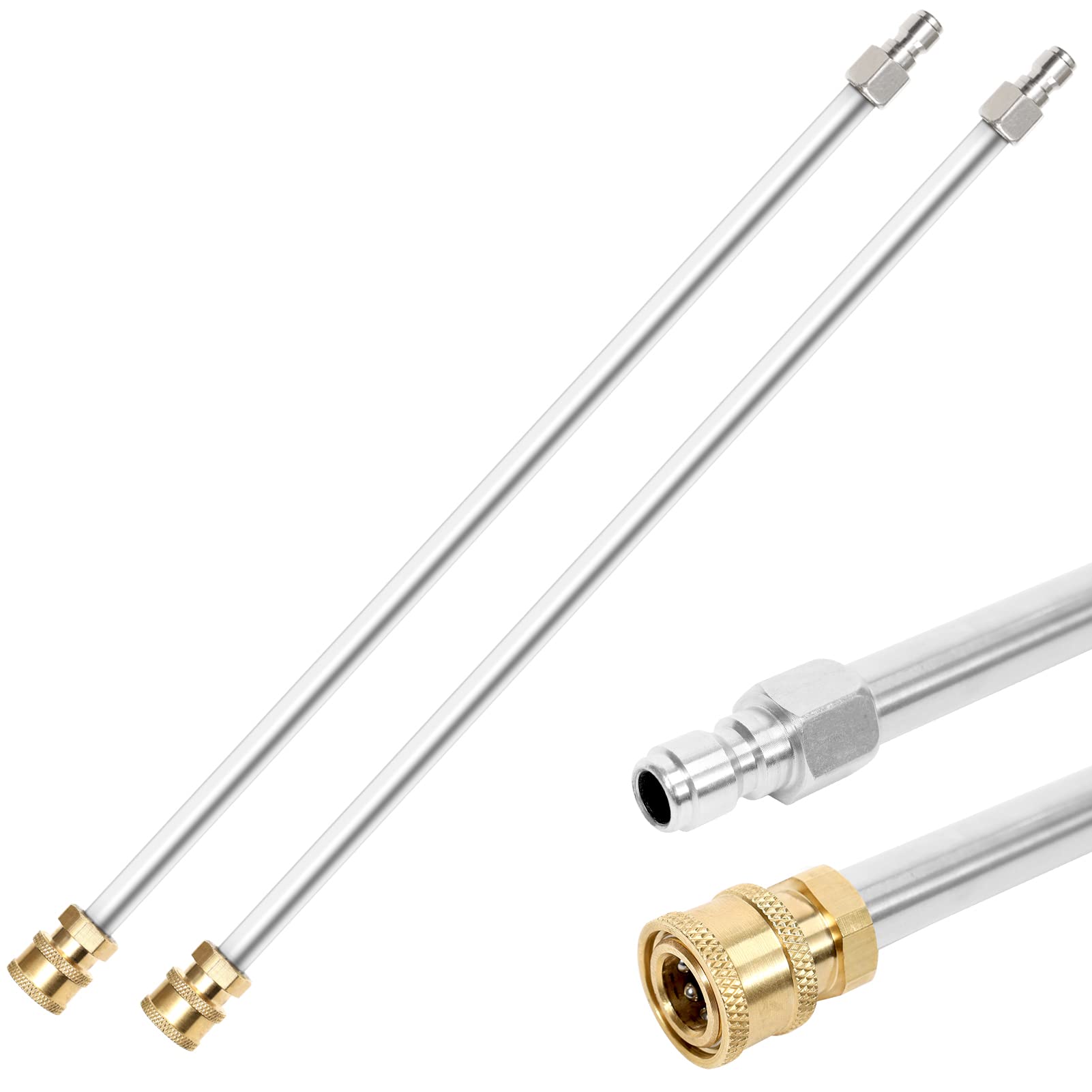 Photo 1 of 110 Inch Pressure Washer Wand Extension Stainless Steel Power Washer Lance Extension Spray Wand with 1/4 Inch Quickly Connect-4500PSI (2 Wands- 55" Each Wand)