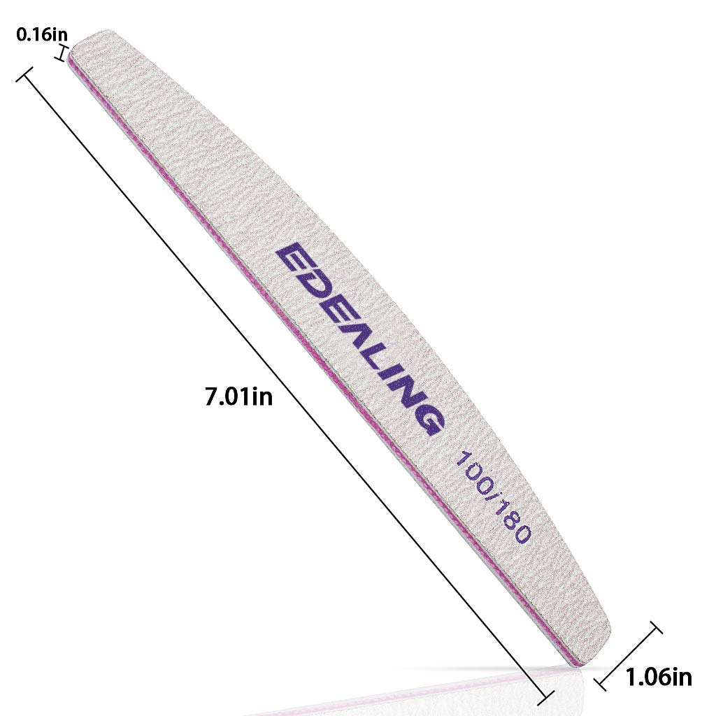 Edealing 12 Pack Professional Nail File Set Double-Sided 100/180 Grit Emery Board Manicure Tools For Nail Grooming and Styling : Beauty