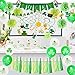 St Patricks Day Decorations, 64 Pcs Green Lucky Irish Party Supplies Accessories, Shamrock Balloon, Banner, Tissue Paper Pom Poms, Hanging Swirl, Paper Tassels