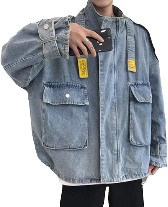 Amazon Qyyメンズ ジャケット 長袖 デニム アウター ゆったり 長袖 ジージャン ストリート系 ショートコート ストリート系 カジュアル 春服gジャン コート ジャケット 通販