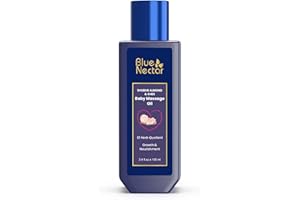Blue Nectar Ayurveda Gentle Baby Oil for Newborn Skin Care -Moisturizing Baby Massage Oil for Dry Skin &Scalp Moisturizer| Soothing with 100% Natural Coconut Oil & Organic Ghee (13 Herbs, 3.38 Fl Oz)