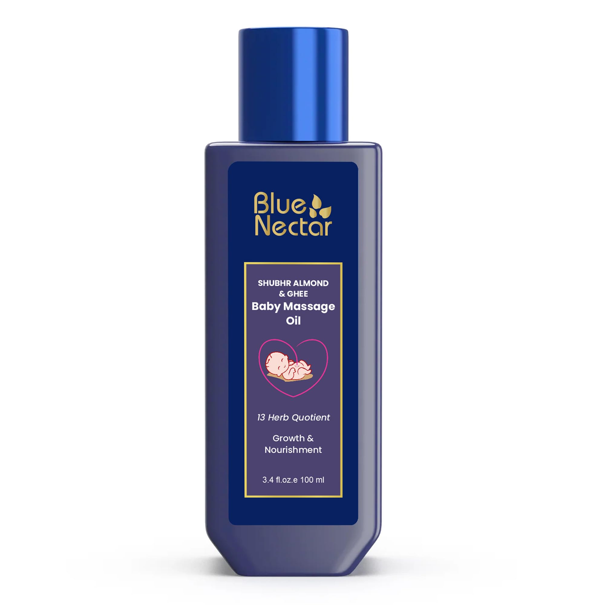 Blue Nectar Baby Oil with Organic Ghee, 100% Natural Baby Massage Oil with Coconut Oil & Olive Oil (100ml)