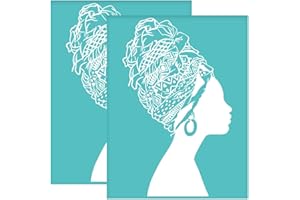 OLYCRAFT 2Pcs 8.6x11 Inch African Tribal Women Self-Adhesive Silk Screen Printing Stencil Human Pattern Silk Screen Stencil Character Theme Mesh Stencils Transfer for DIY T-Shirt Fabric Painting
