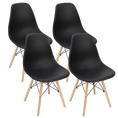 Buy Set Of 4 Modern Style Dining Chair Mid Century White Modern Chair Plastic Chair For Kitchen Dining Bedroom Living Room Side Chairs Black Online In Germany B07zh64y94