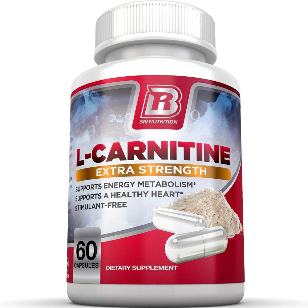 BRI L-Carnitine - 1000mg Premium Quality Carnitine Amino Acid Supports Athletic Performance, Stamina and Heart Health; Stimulant Free Vegetable Cellulose Capsules (60 Count): Health & Personal Care