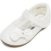 DREAM PAIRS Toddler Girls Dress Shoes Mary Jane Flats, Girls School Uniform Flats Bow Ballerina Shoes