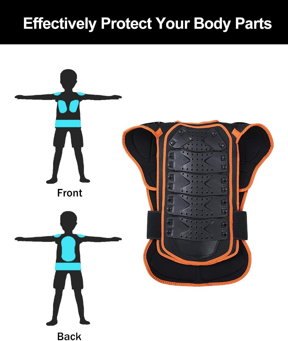 GOHINSTAR Children Protective Armor Chest Back Spine Protector Kids Motorbike Motorcycle Full Body Armor Vest Youth Protective Riding Biking Vest Jacket Motocross Gear Guard Dirt Bike Safety Armor Protection, Orange, Small: Automotive