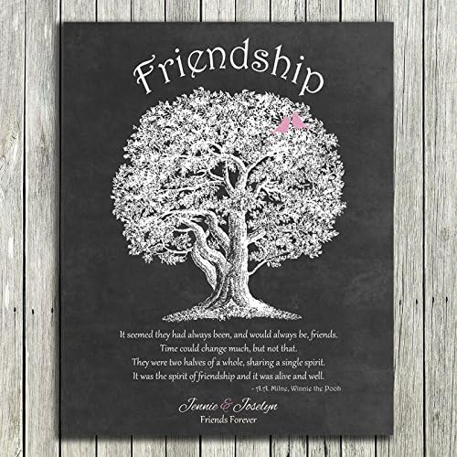 8X10 Framed Art Print - Personalized Gift For Friendship Best Friends Quote From Winnie The Pooh by A. A. Milne Always Friends on Dark Background Custom - With Solid Wood Frame & Gift Wrap CWA-P1224