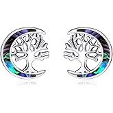TANGPOET Tree of Life Stud Earrings for Women 925 Sterling Silver Hypoallergenic Earrings For Sensitive Ears with Push Back Jewelry Gifts for Her Girlfriend Mother