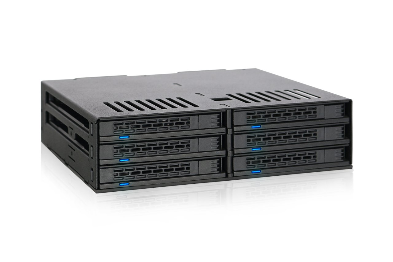 Icy Dock ExpressCage MB326SP-B Hot Swap Cage for 6x 2.5-Inch SATA SSD/HDDs in 1x 5.25-Inch Bay