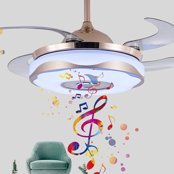 QSBY Unsichtbare Deckenventilator LED Bluetooth Musi Kronleuchter DREI