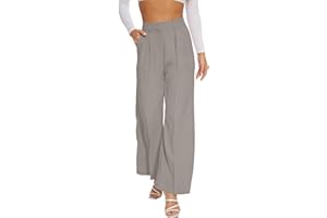 FUNYYZO Women Suit Pants Wide Leg Pants High Elastic Waisted in The Back Business Work Trousers Long Straight
