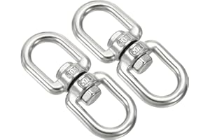 PATIKIL Double Ended Swivel Eye Hook M8 Working Load 475kg/1047lbs, 2Pcs 304 Stainless Steel Eye to Eye Swivel Shackle Ring C