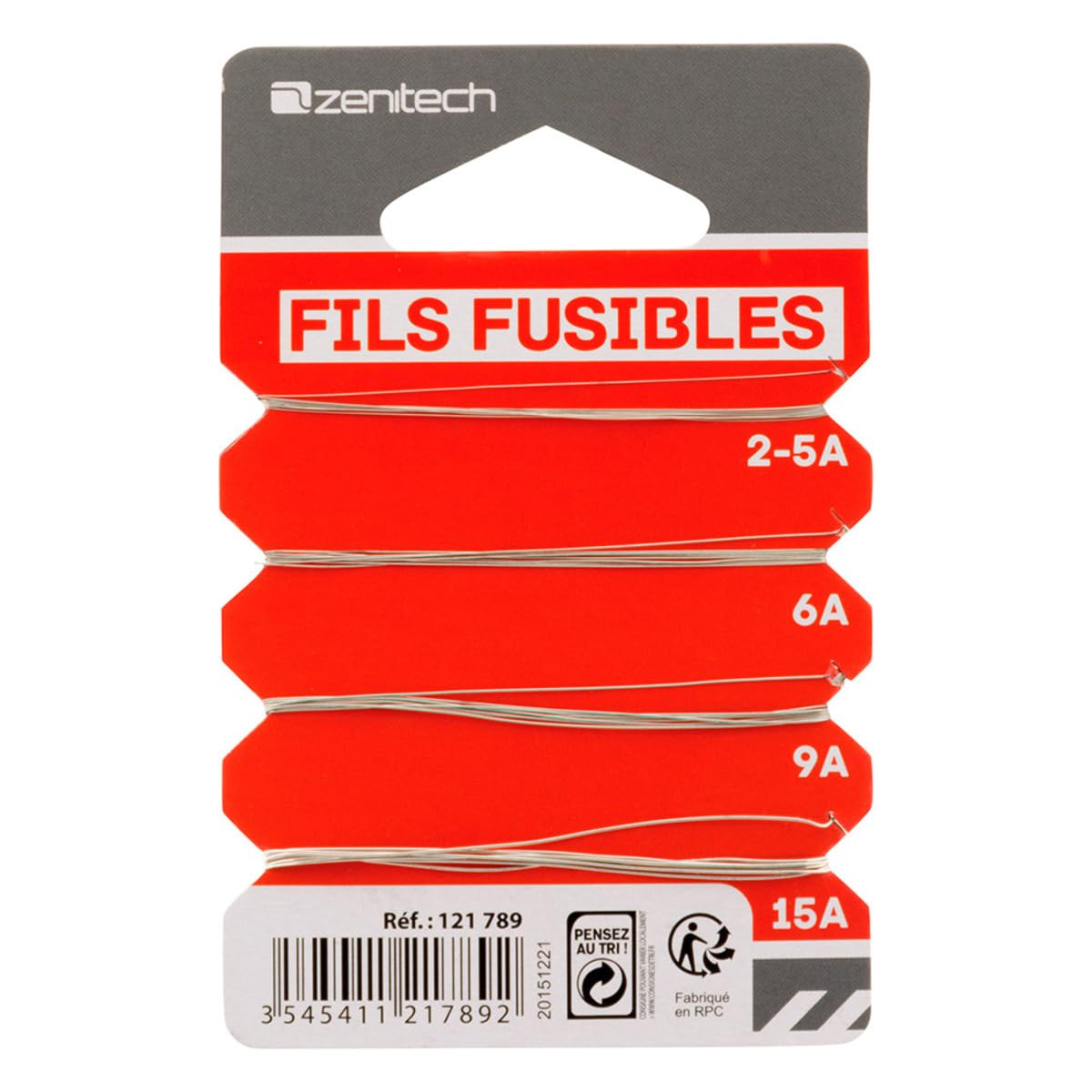 Zenitech 121789 Set of 4 Fuses, Metal