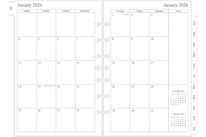 newestor 2026 Monthly Planner Refills 5.5" x 8.5" for Mini Binder, 12 Months from Jan 2026 to Dec 2026, Desk Size