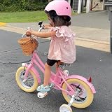 Glerc 14 Inch Kids Bike for Girls Pink with Basket Stabilizers Bell 3-5 Years view 6