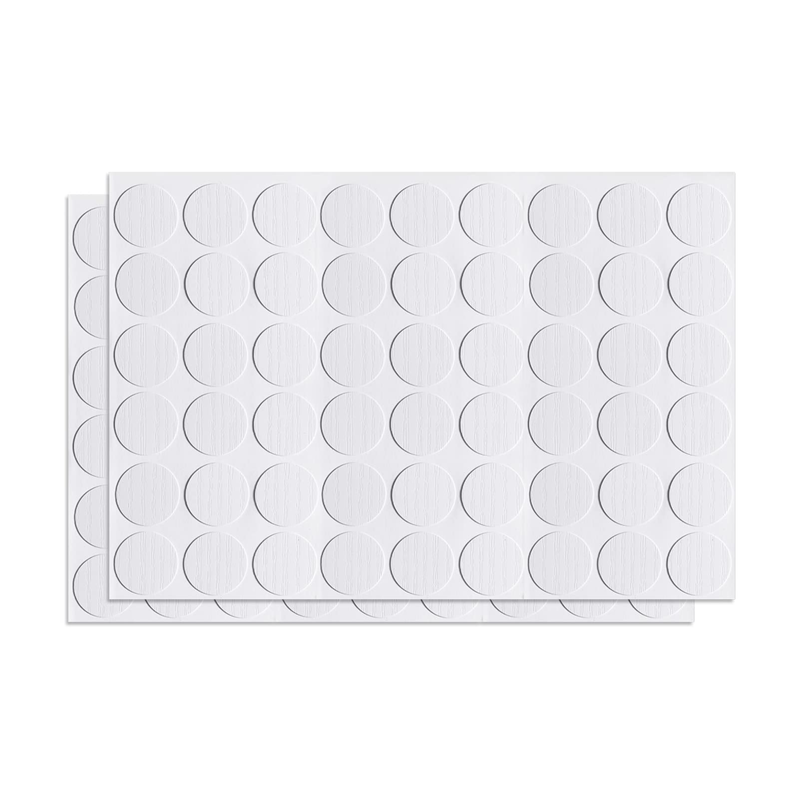 DTGN 21mm(Dia) Screw Hole Cover Stickers - 2Sheet 108pcs - Good for Furniture Wardrobe Chair - PVC Waterproof Hole Caps - Cold White