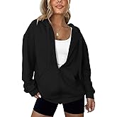 LYHIPSS Women's Oversized Lightweight Hoodies for Women Full Zip Up Long Sleeve Drawstring Jackets