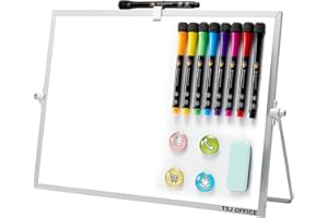 TSJ OFFICE Dry Erase White-Board - 12 X 16 Inches Portable Small Magnetic Whiteboard with Hooks for Wall, Mini Desktop Whiteboard 360 Degrees Revolving Double Sided Stand for Office, Home, School