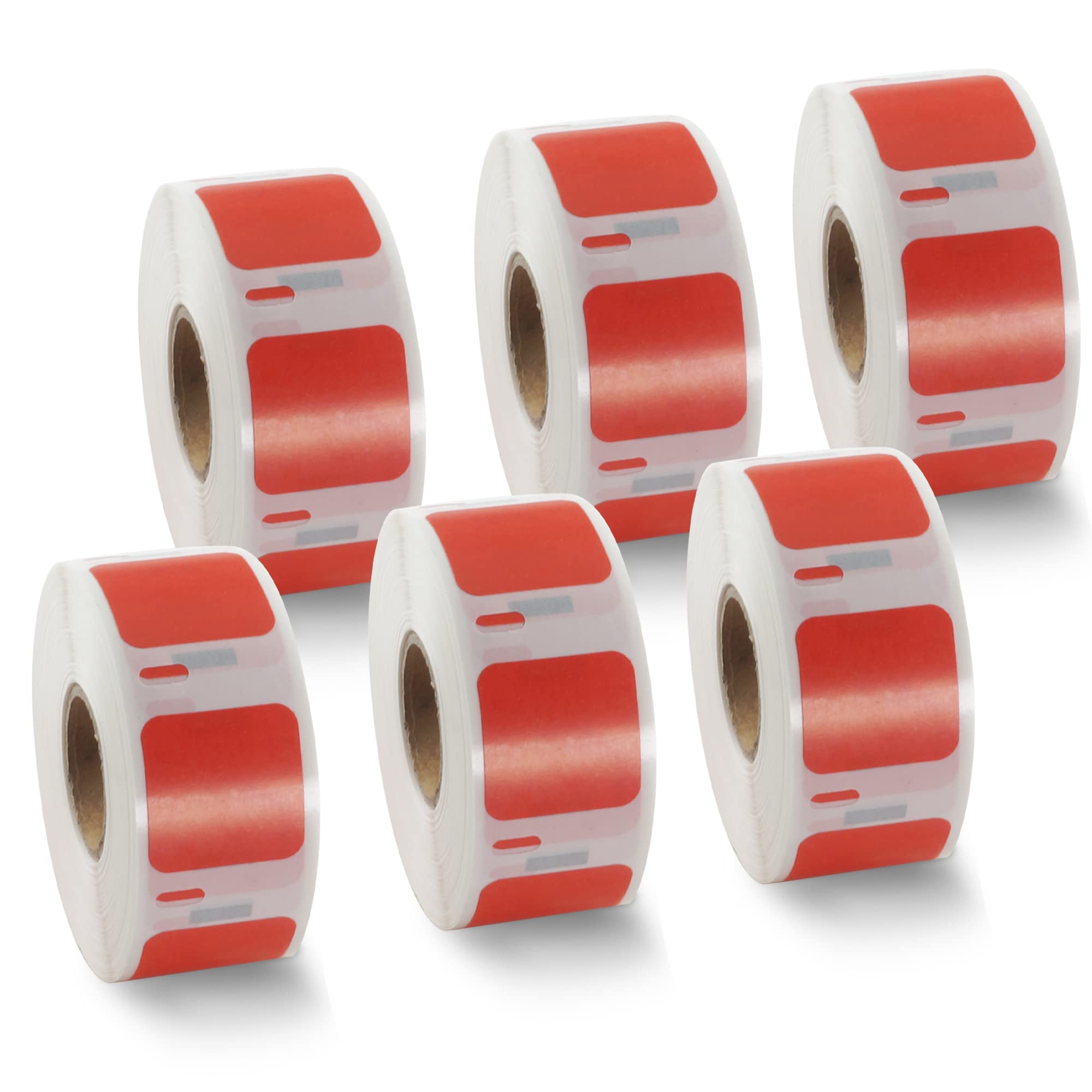 BETCKEY - 6 Rolls Red Small Multi-Purpose Labels Compatible with DYMO S0929120, 25mm x 25mm, 4500 Colored Labels Compatible with DYMO LabelWriter 450, 4XL, NOT Fit 550 or 5XL