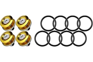 Rolling Gears JDM Bumper Quick Release Front Rear Bumper Fasteners, 4 Piece (Gold), 8 x O-Ring