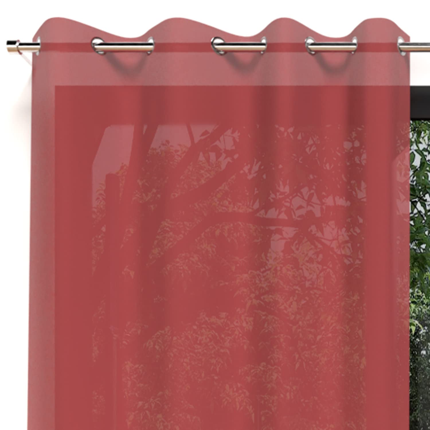 Soleil d'ocre Net Curtain with Metal Eyelets Red