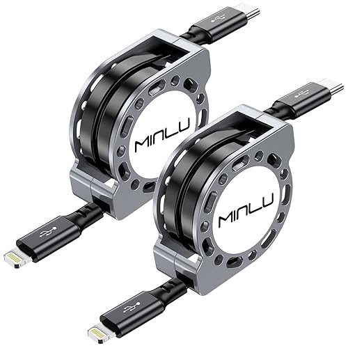 MINLU USB Type C to Lightning Cable 4Ft 2Pack, Retractable iPhone