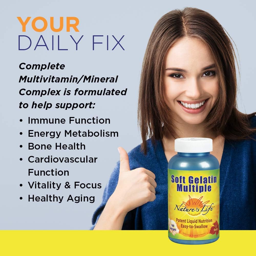 Nature’s Life Soft Gelatin Multiple | Complete Daily Multivitamin & Mineral Supplement With Iron | 180 Easy-to-Swallow Softgels | 3-Month Supply: Health & Personal Care