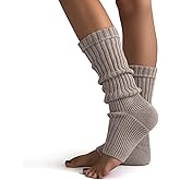 Fszsaa 80s Retro Leg Warmers,Ribbed Knit Knee High Footless Socks Slouchy Winter Boot Cuffs for Ballet Yoga