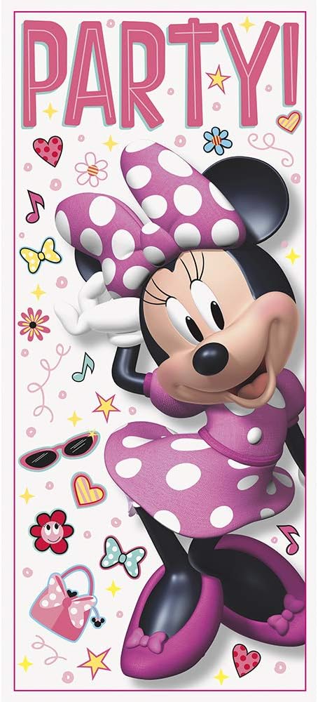 Posters & Prints - AMSCAN Unique 79251 Disney Iconic Minnie Mouse Door Party Poster, 27' X 60' 1ct, Multicolor,Bedroom