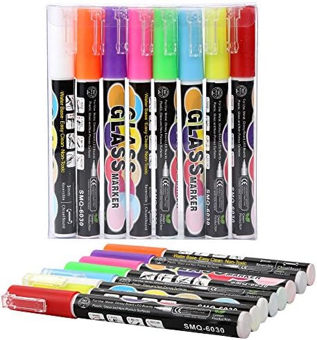 Futemo 8Pcs Chalk Markers Sets Chalkboard Erasable Dustless Water Based Liquid Wet Erase Pen 3mm for Students School Office Stationery