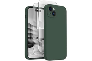 FireNova Designed for 15 Case, Silicone Upgraded [Camera Protection] Phone Case with [2 Screen Protectors], Soft Anti-Scratch Microfiber Lining, 6.1 inch, Alpine Green