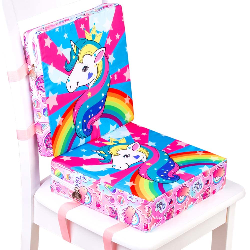 2PCS Toddler Booster Seat for Dining Table, Portable Increasing Cushion for Girls - Unicorn