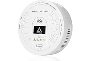 AOTIQUAL Natural Gas Detector CH4, Combustible Gas Methane Alarm Battery Powered with Light & Audible Indicator,Gas Monitor Sensor for Home RV Kitchen Apartment Safety (Battery Included)