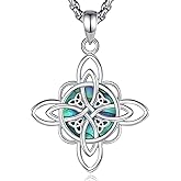 Inktree S925 Sterling Silver Witches Knot Santa Muerte Necklace for Women, Celtic Witch Knot Holy Death Patron Amulet Protection Pendant Witchy Skull Grim Reaper Religious Jewelry Gifts for Men Women