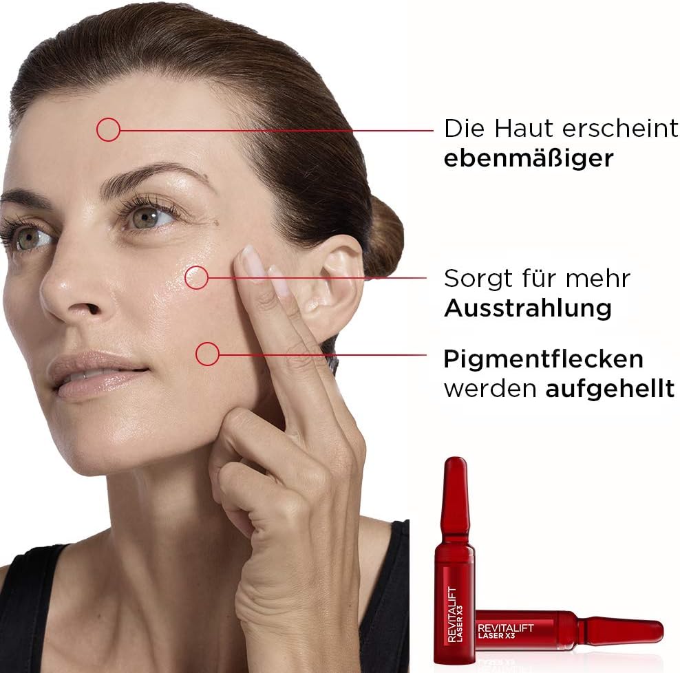 L'Oréal Paris Ampullen, Revitalift Laser X3, Anti-Aging Gesichtspflege mit Peeling-Effekt, 7-Tage-Kur, Glykolsäure - Image 3