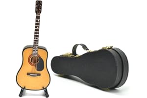 Musiin Miniature Guitar with Stand and Case, 13cm Mini 6 Strings Acoustic Guitar, Home Music Studio Desk Shelf Decoration, Gift for Guitar Lovers(Acoustic)