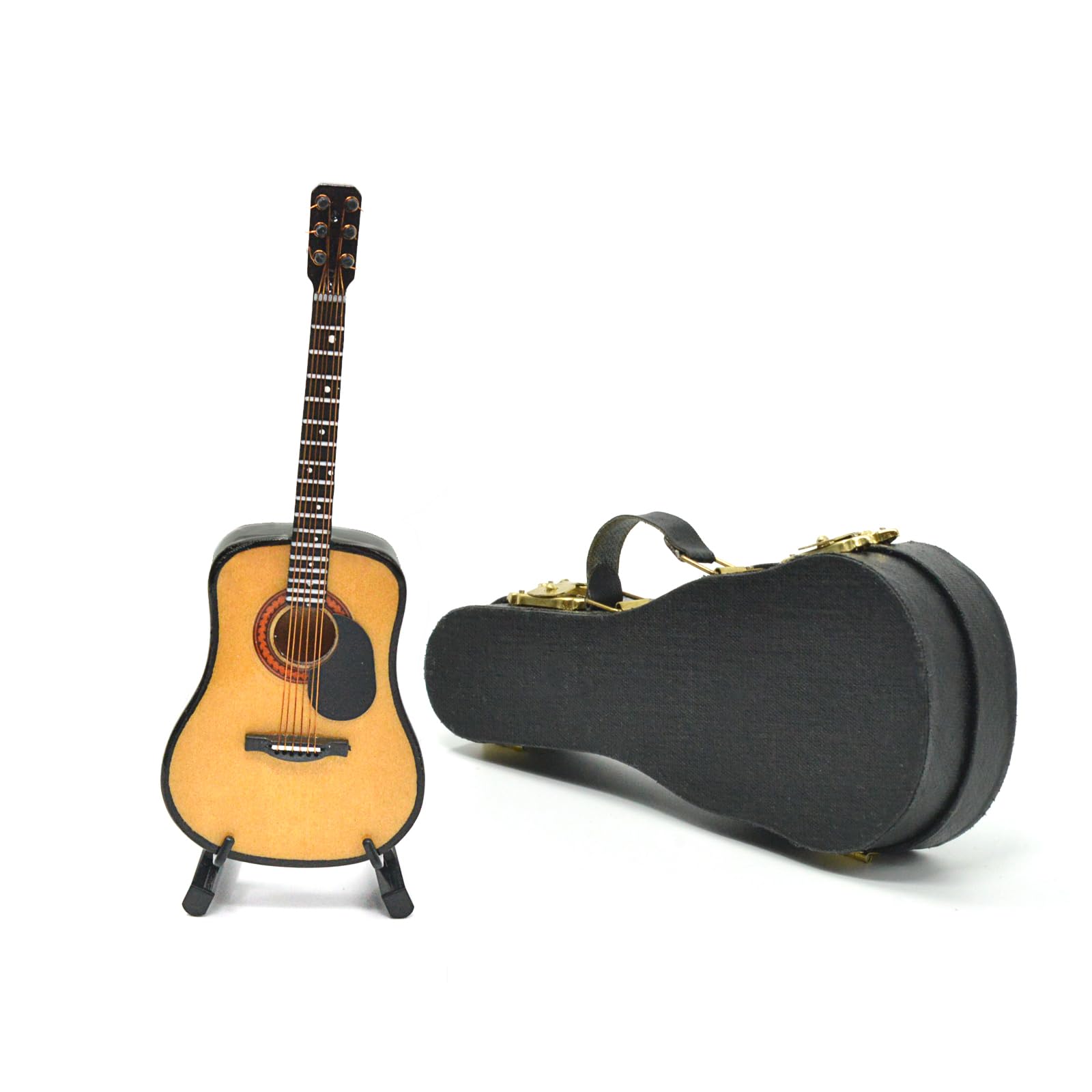 Musiin Miniature Guitar with Stand and Case, 13cm Mini 6 Strings Acoustic Guitar, Home Music Studio Desk Shelf Decoration, Gift for Guitar Lovers(Acoustic)
