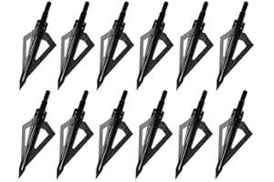 Sinbadteck Hunting Broadheads, 12PK 3 Blades Archery Broadheads 100 Grain Screw-in Arrow Heads Arrow Tips Compatible with Traditional Bows and Compound Bow