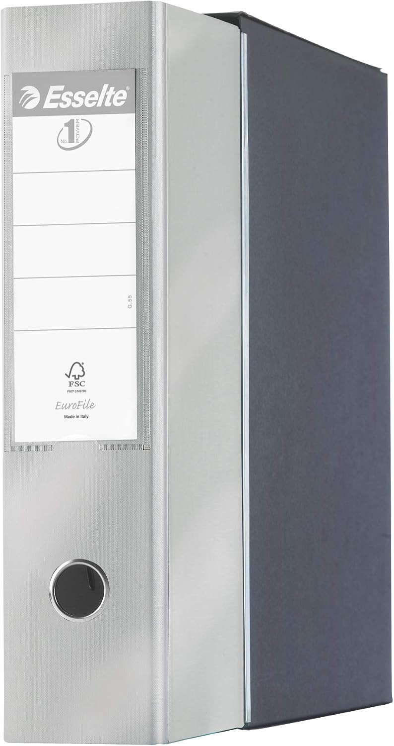 Esselte - RACCOGLITORE EUROFILE with Lever Mechanism Plastic Coated Cardboard,Grey,8 cm - Image 3