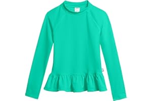 City Threads Big Girls' Rash Guard Peplum Long Sleeve Sun Shirt with SPF50+