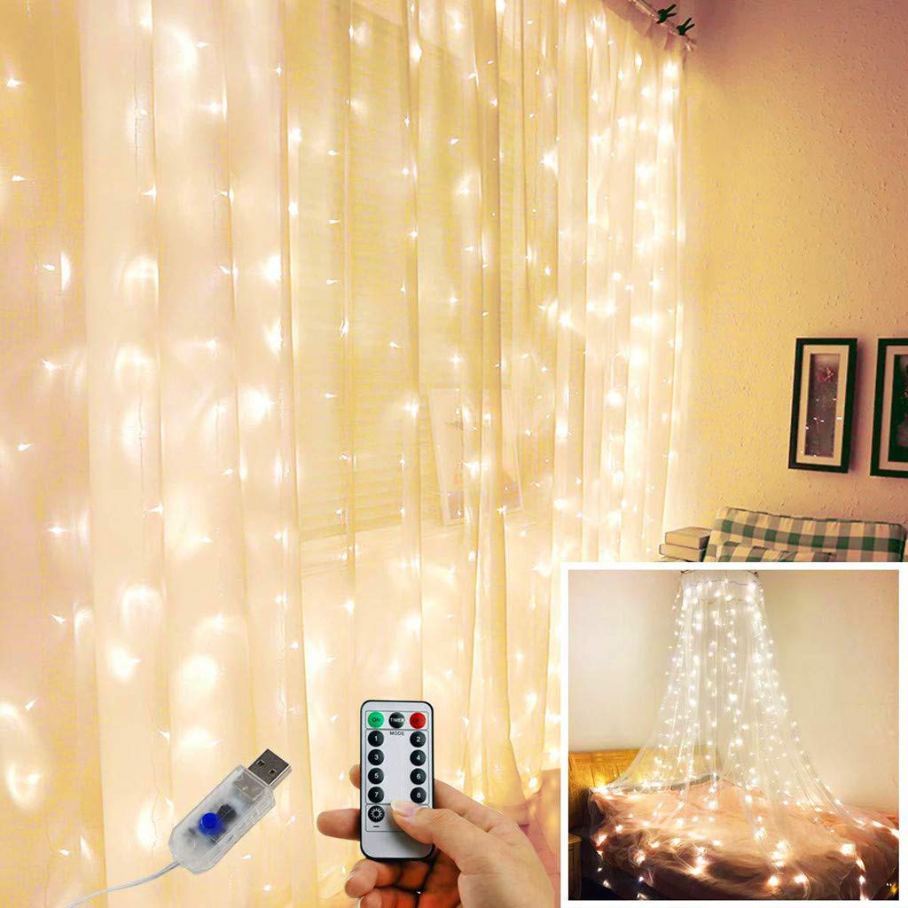Amazon Com Dragonhoo 300 Led Window Curtain String Light