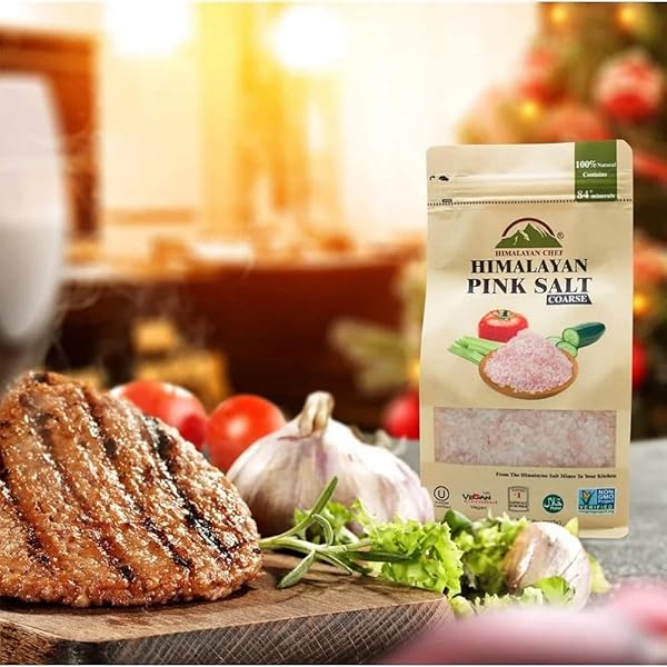 HIMALAYAN CHEF PINK HIMALAYAN SALT COARSE GRAIN, 2 LBS BAG – PURE, NATURAL, KOSHER, MINERAL-RICH, IDEAL FOR GRINDER REFILLS, COOKING, SEASONING